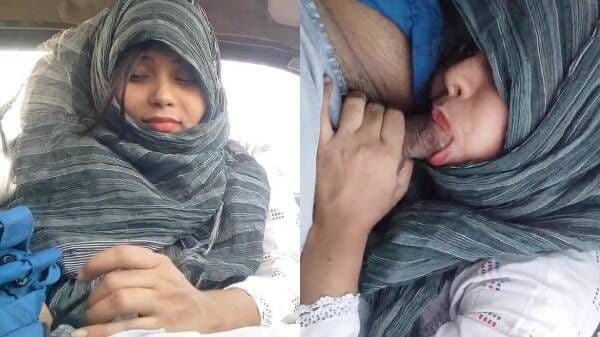Horny girl Zahra sucks bf's thick dick, gets pussy licked in car