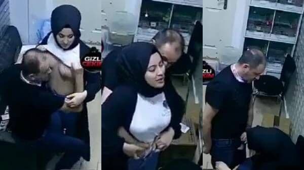 Hot Turkish store girl's boobs sucked by manager & giving BJ