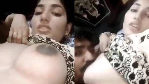 Innocent-looking Paki wife enjoying big juicy boobs sucking