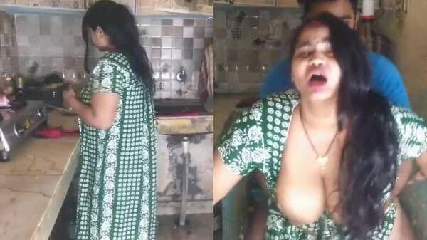 Lazy Delhi husband seduces & bangs big boobs wife in kitchen