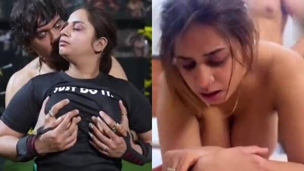 Rich mallu milf aroused by gym trainer & fucked in his room