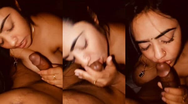 Newlywed Tamil wife's first time shy blowjob turns passionate