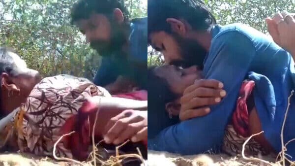 Horny Kannada village lovers risky fucking outdoors video
